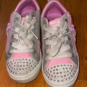 Skechers Pink and Silver Glitter Kids Sneakers